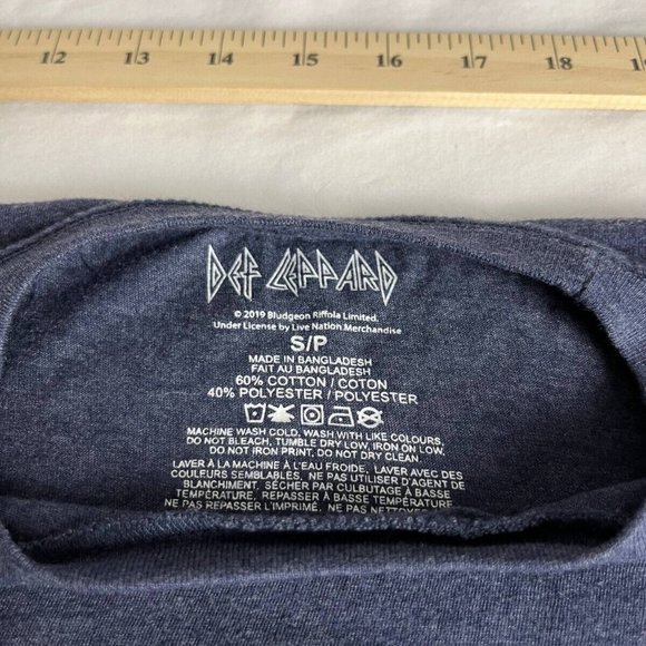 Def Lepperd T-Shirt Women Small Blue Crew Neck Graphic Cotton Blend Short Sleeve - Picture 10 of 10